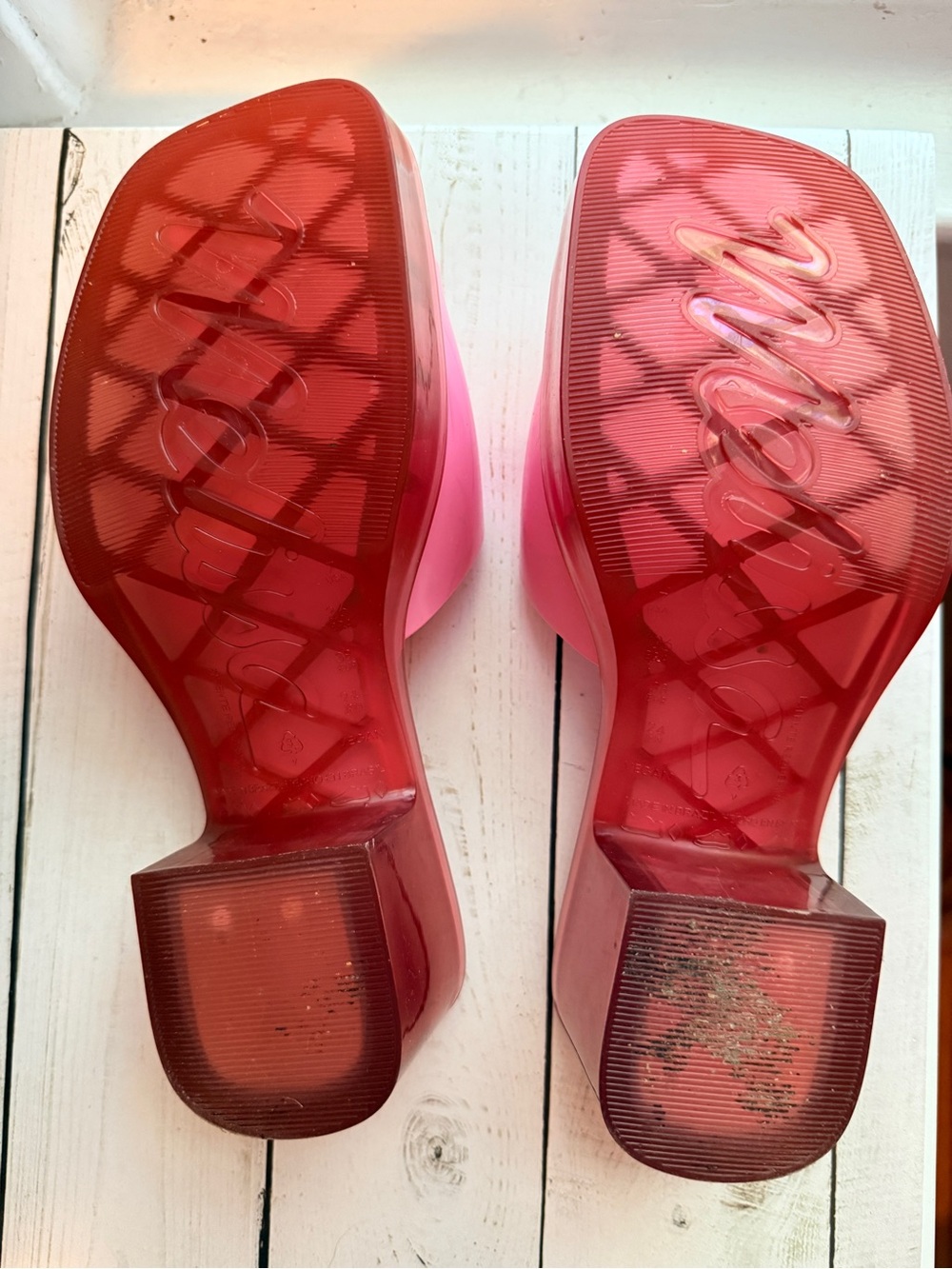 Melissa | Pink Glossy Slide Mules, 2” Block Heel - Picture 6 of 9